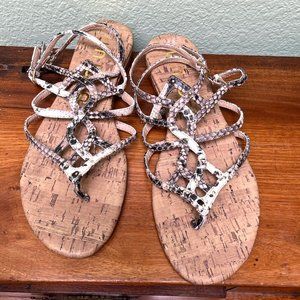 Women's Unisa  snakeskin thong strappy cork sandals size 10M